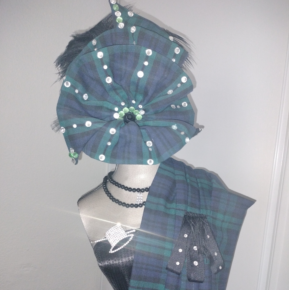 Green Tartan Hat and Scarf Set